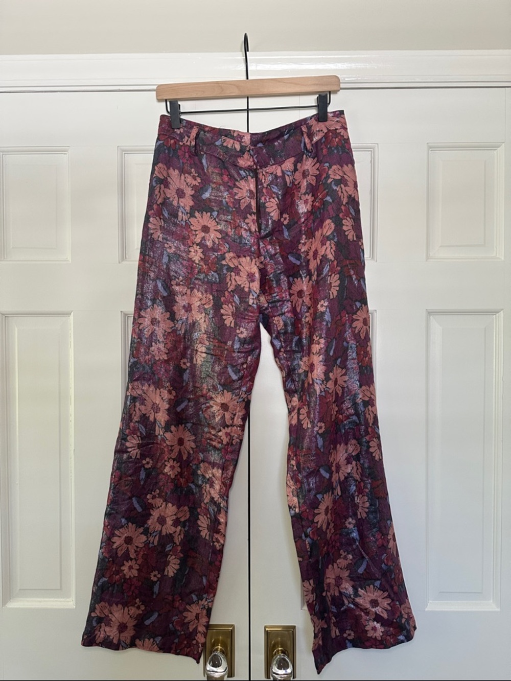 LANHTROPY - ASTRO METALLIC LINEN PANTS - GERBERA PRINT